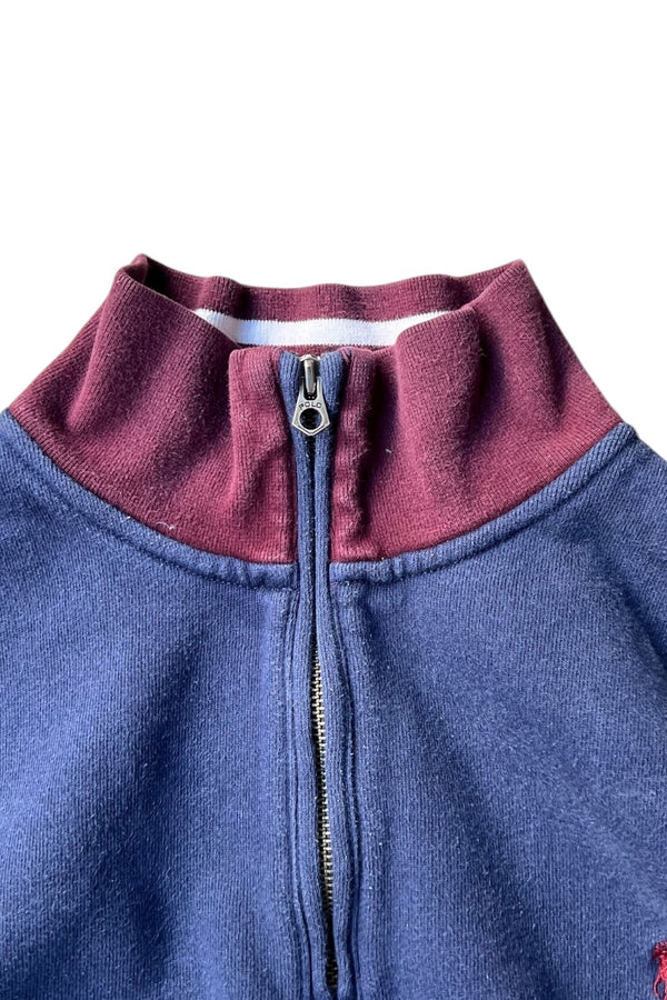 90'S HALF-ZIP SWITCH PATTERN SWEATSHIRT / NAVY [SIZE: XL USED]