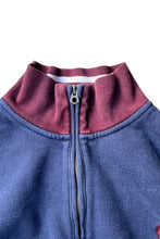 画像をギャラリービューアに読み込む, 90&#39;S HALF-ZIP SWITCH PATTERN SWEATSHIRT / NAVY [SIZE: XL USED]
