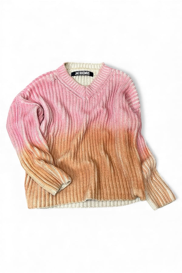 MADE IN ITALY V-NECK COTTON SWEATER / PINK [SIZE: M USED]