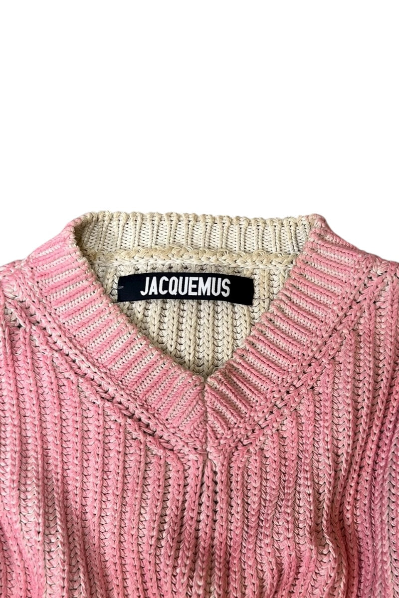 MADE IN ITALY V-NECK COTTON SWEATER / PINK [SIZE: M USED]