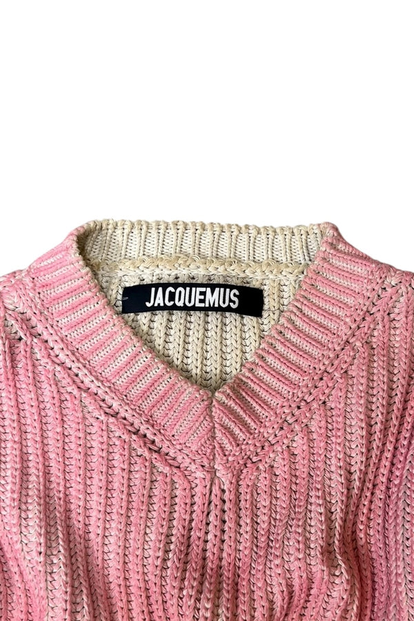 MADE IN ITALY V-NECK COTTON SWEATER / PINK [SIZE: M USED]