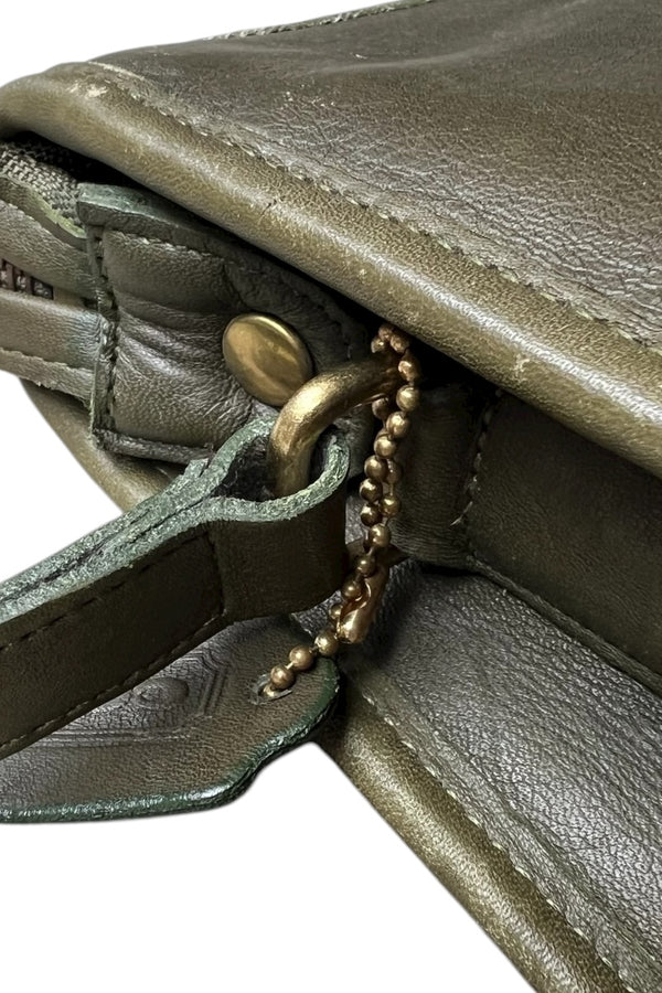 MADE IN USA 80'S LEATHER BAG / GREEN [SIZE: ONE SIZE USED]