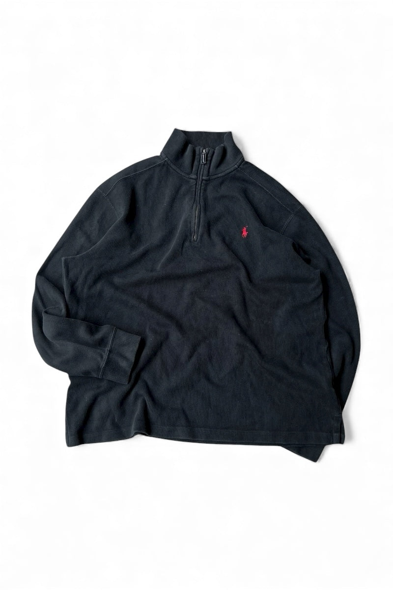 90'S HALF-ZIP SWEATSHIRT / BLACK [SIZE: L USED]