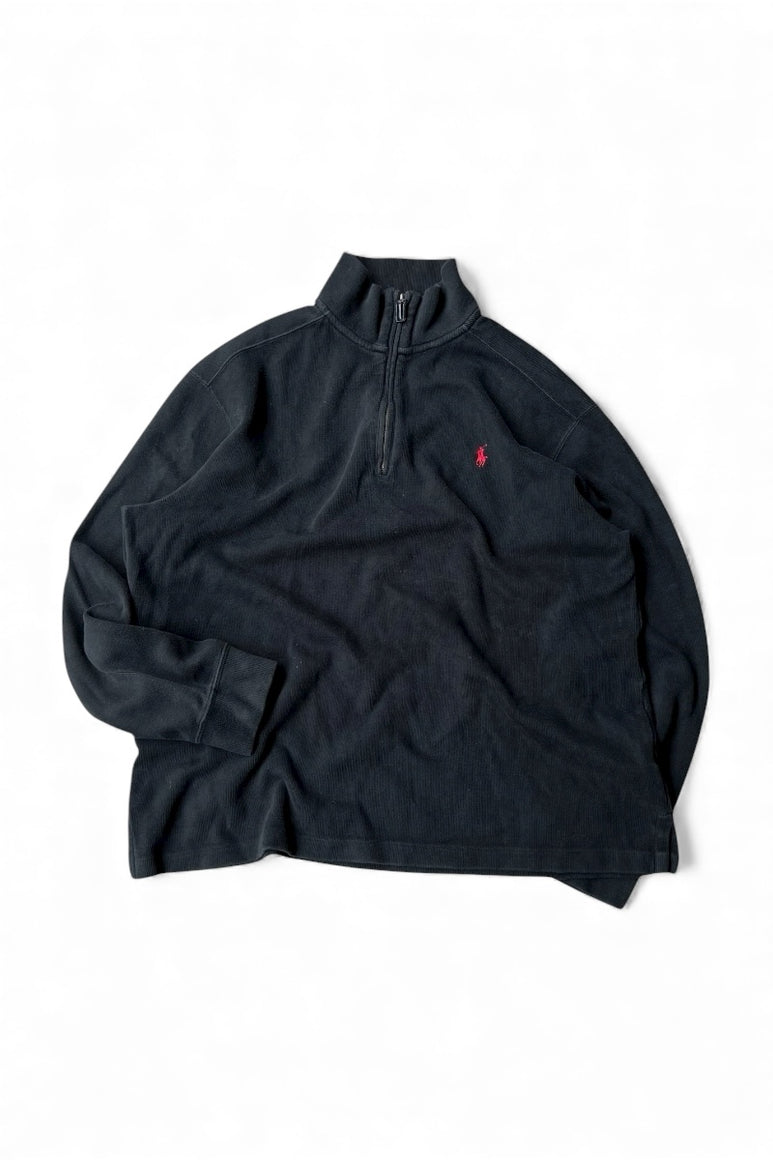 90'S HALF-ZIP SWEATSHIRT / BLACK [SIZE: L USED]