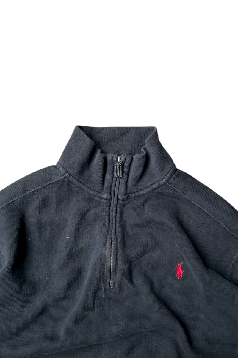 90'S HALF-ZIP SWEATSHIRT / BLACK [SIZE: L USED]