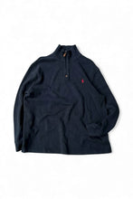 画像をギャラリービューアに読み込む, 90&#39;S EXCLUSIVE OF DECOLATION COTTON HALF-ZIP SWEATSHIRT / BLACK [SIZE: XL USED]
