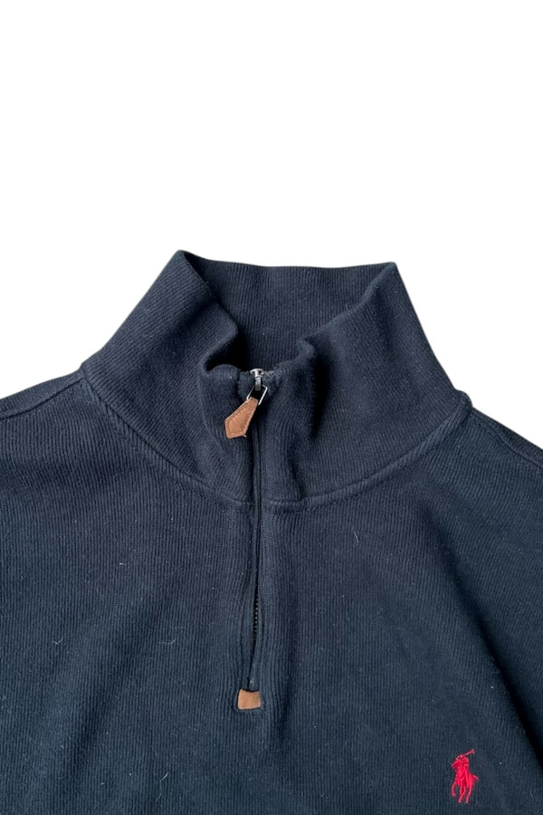 90'S EXCLUSIVE OF DECOLATION COTTON HALF-ZIP SWEATSHIRT / BLACK [SIZE: XL USED]