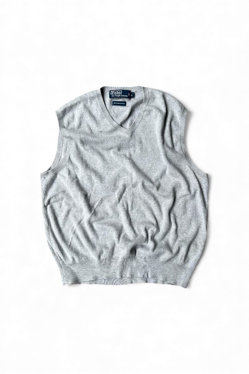 90'S COTTON KNIT VEST / GRAY [SIZE: L USED]