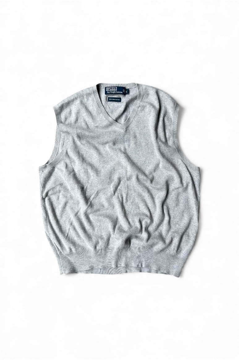 90'S COTTON KNIT VEST / GRAY [SIZE: L USED]