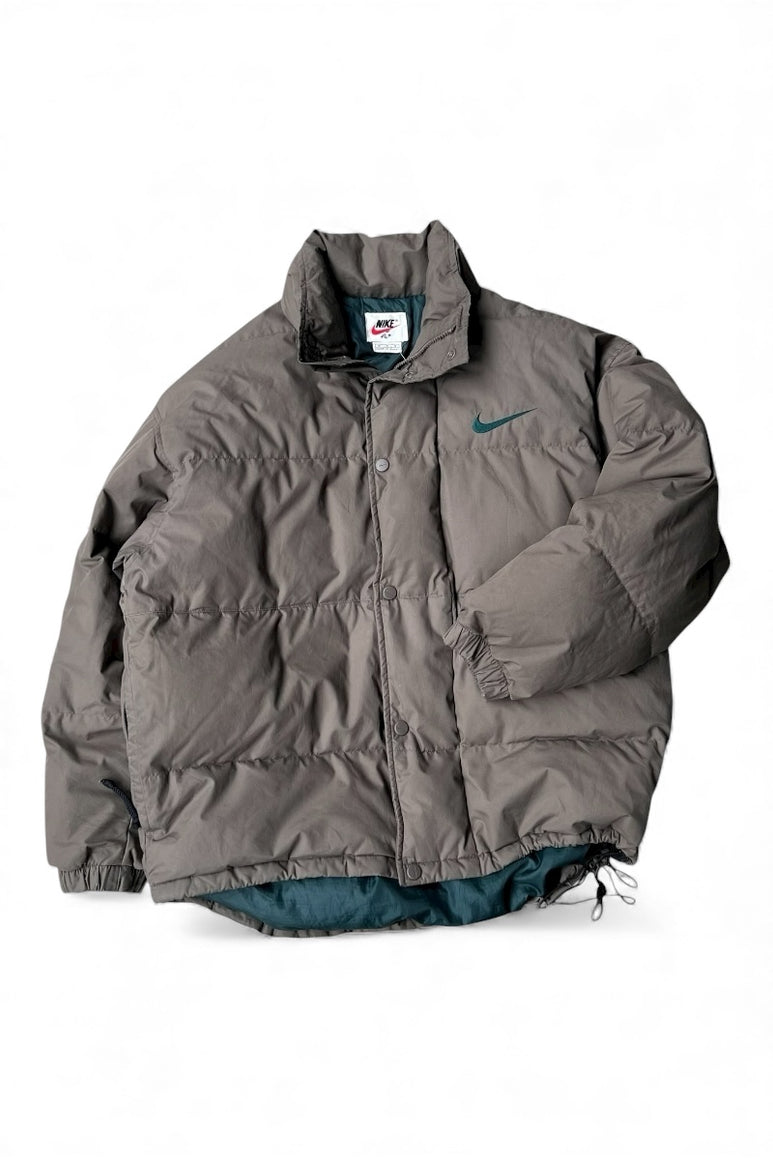 90'S ONE POINT LOGO DOWN JACKET / KHAKI [SIZE: M USED]