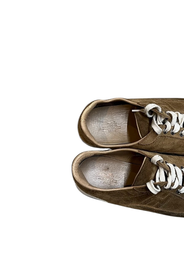 MADE IN ITALY LEATHER SUEDE SNEAKER / BROWN [SIZE: 40 (equivalent to 26cm) USED]