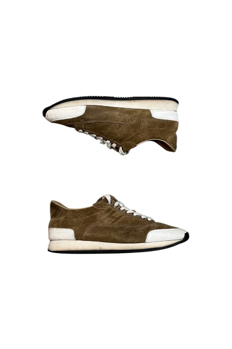 MADE IN ITALY LEATHER SUEDE SNEAKER / BROWN [SIZE: 40 (equivalent to 26cm) USED]