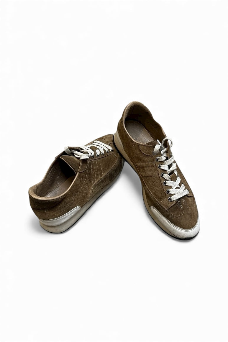 MADE IN ITALY LEATHER SUEDE SNEAKER / BROWN [SIZE: 40 (26cm相当) USED]