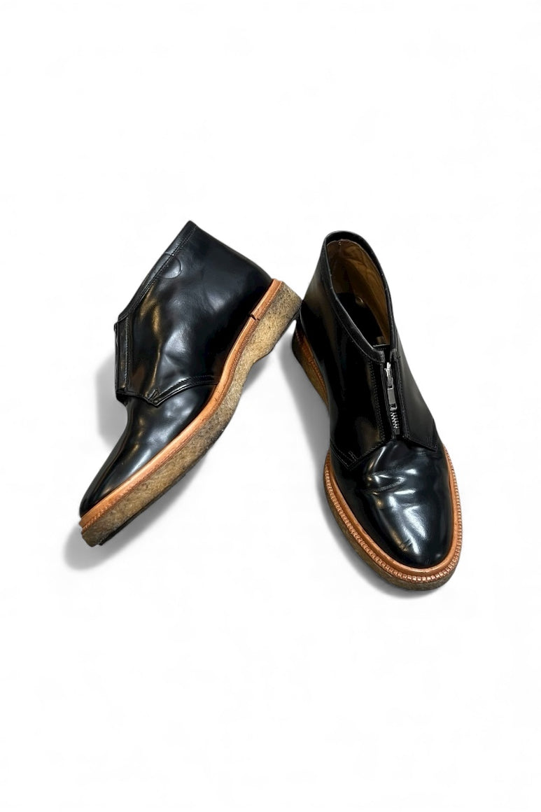 MADE IN PORTUGAL TYPE 3 ZIP UP LEATHER SHOES / BLACK [SIZE: 27.0cm USED]