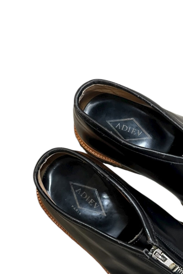 MADE IN PORTUGAL TYPE 3 ZIP UP LEATHER SHOES / BLACK [SIZE: 27.0cm USED]