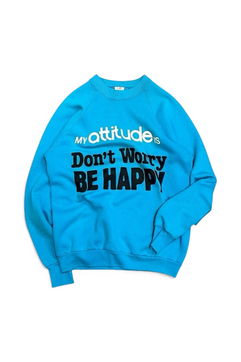MADE IN USA 90'S MESSAGE SWEATSHIRT / BLUE [SIZE: L USED]