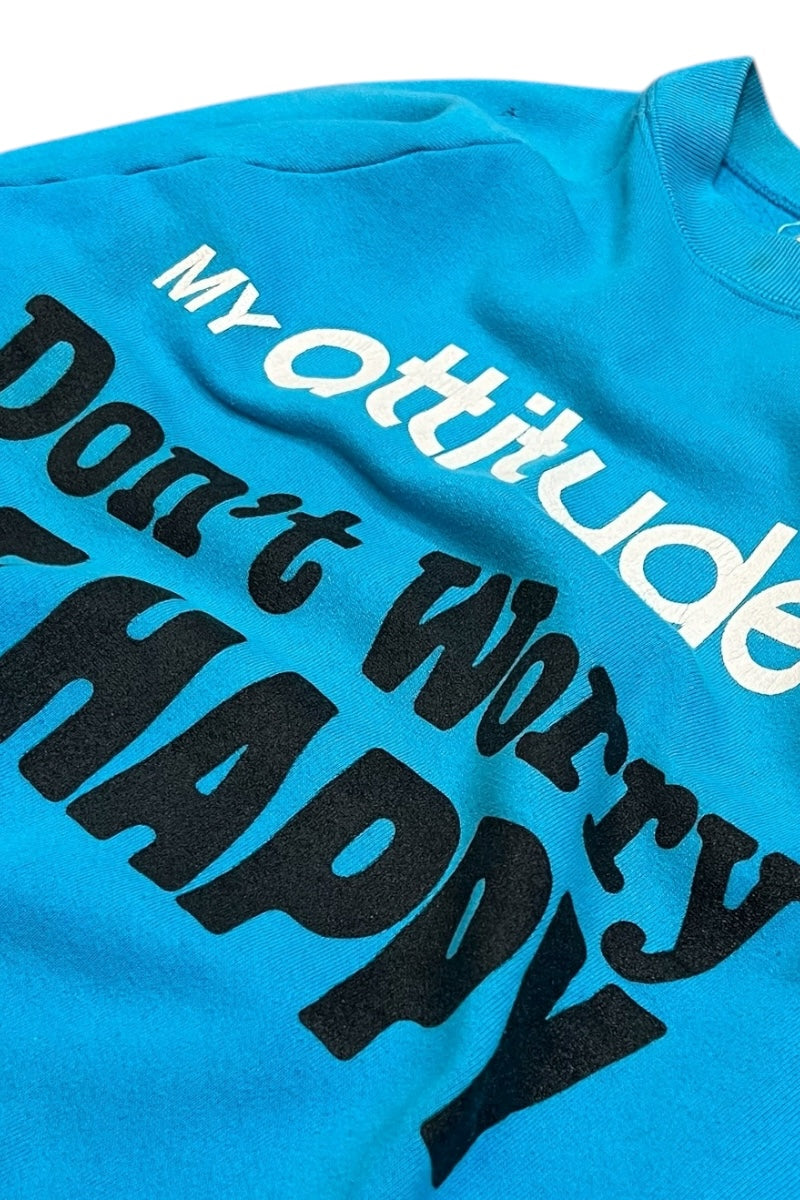 MADE IN USA 90'S MESSAGE SWEATSHIRT / BLUE [SIZE: L USED]