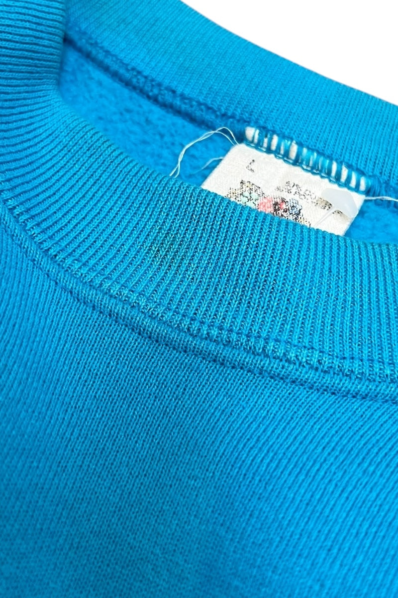 MADE IN USA 90'S MESSAGE SWEATSHIRT / BLUE [SIZE: L USED]