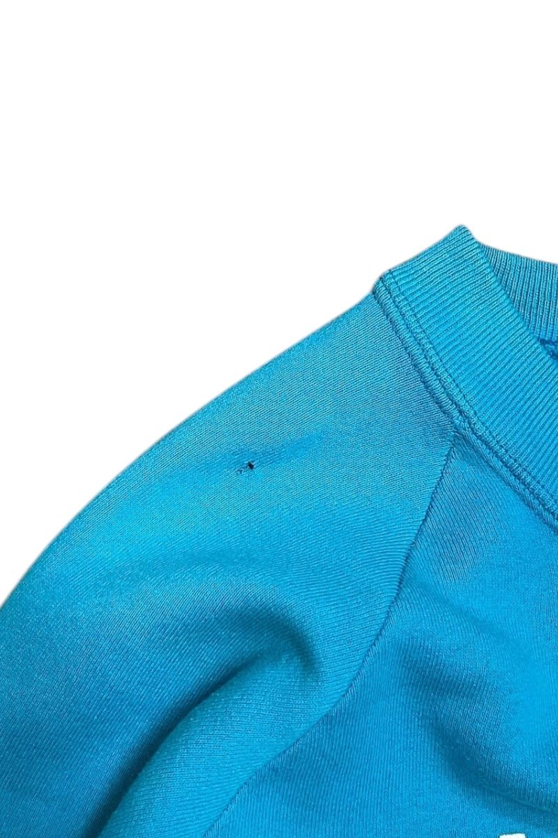MADE IN USA 90'S MESSAGE SWEATSHIRT / BLUE [SIZE: L USED]