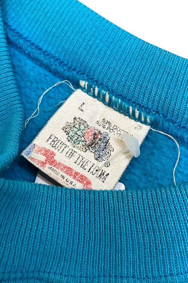 MADE IN USA 90'S MESSAGE SWEATSHIRT / BLUE [SIZE: L USED]
