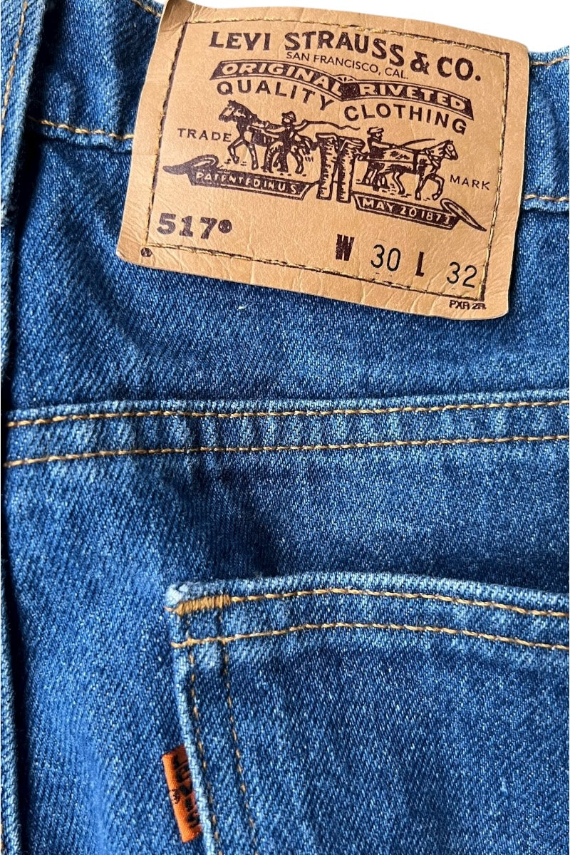 MADE IN USA 98'S 517 DENIM PANTS ORANGE TAB / INDIGO [SIZE: 30 USED]