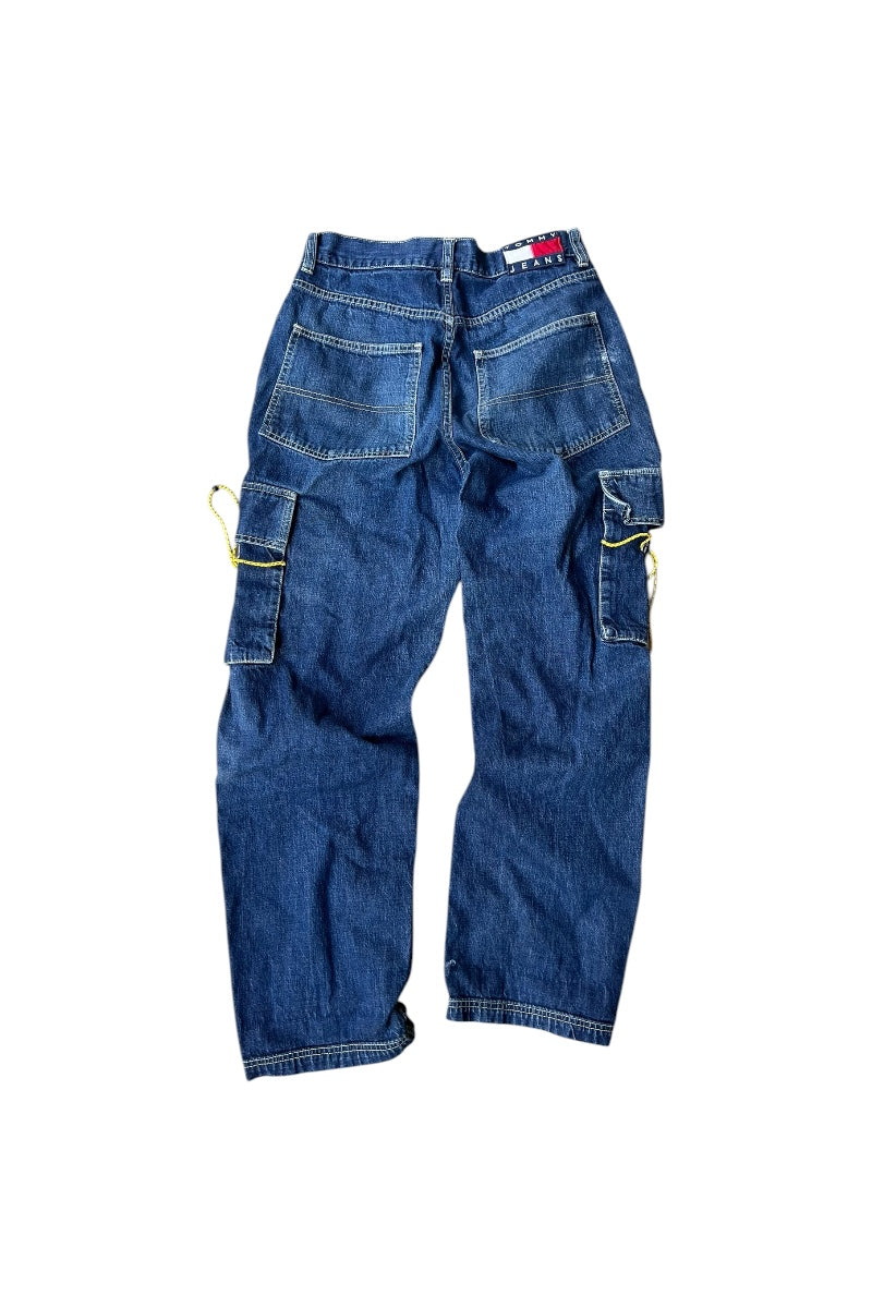 90'S DENIM CARGO PANTS / BLACK [SIZE: 30 USED]