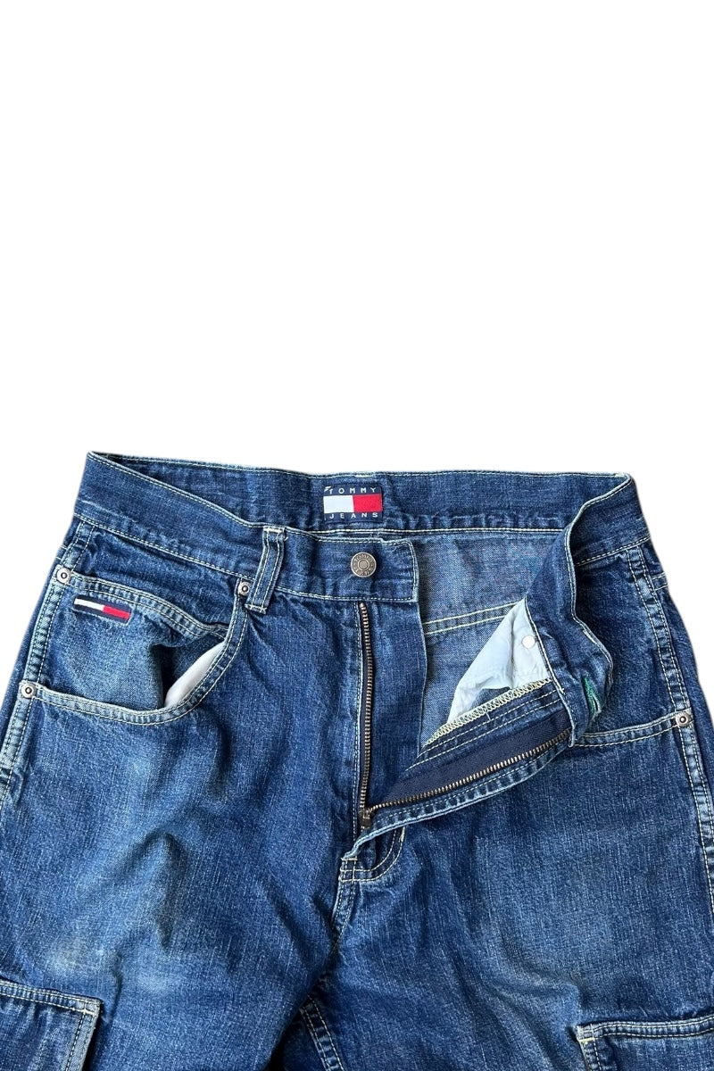 90'S DENIM CARGO PANTS / BLACK [SIZE: 30 USED]