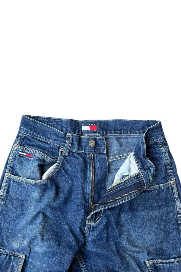 90'S DENIM CARGO PANTS / BLACK [SIZE: 30 USED]