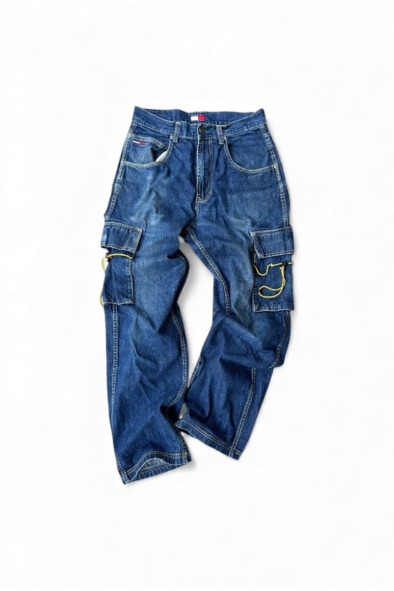 90'S DENIM CARGO PANTS / BLACK [SIZE: 30 USED]