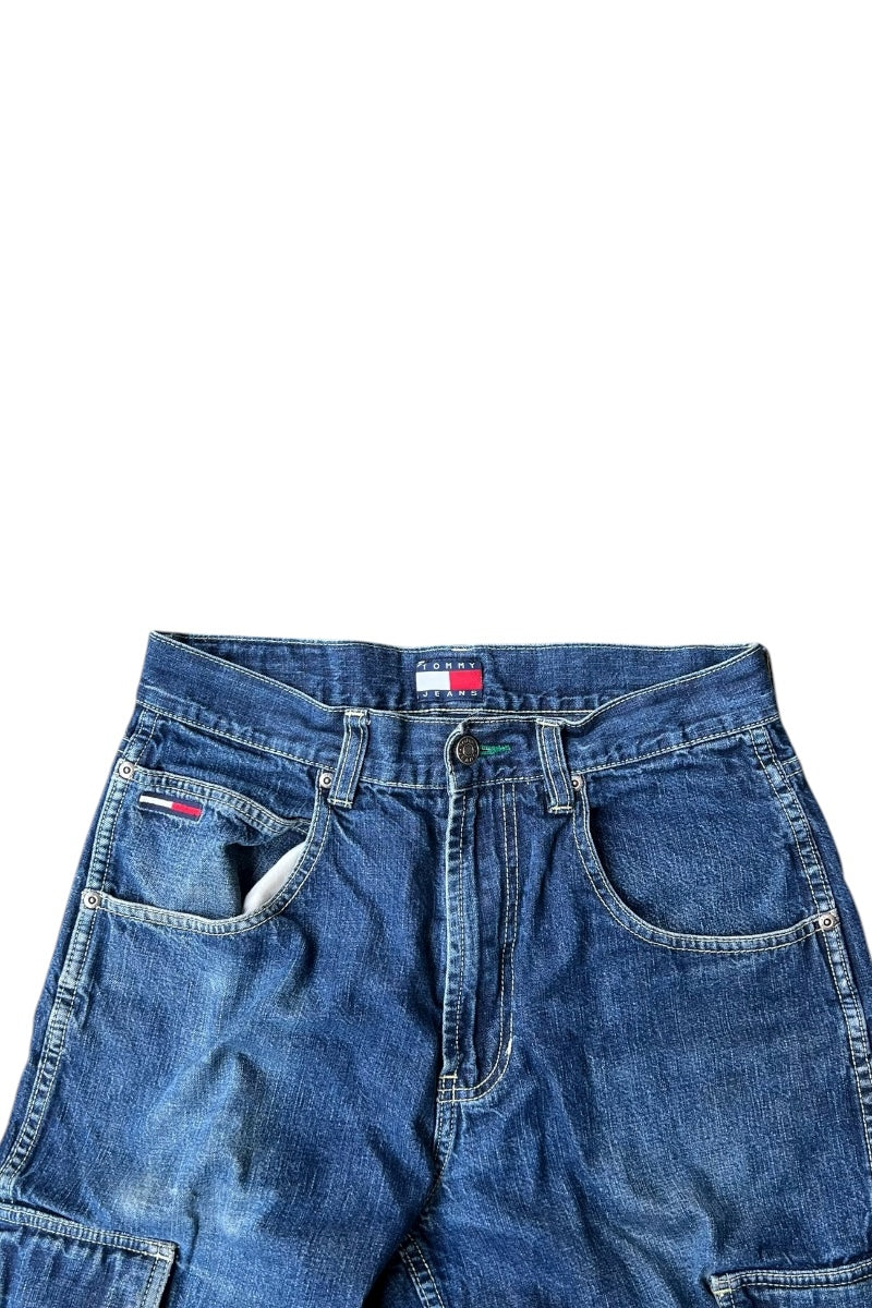 90'S DENIM CARGO PANTS / BLACK [SIZE: 30 USED]