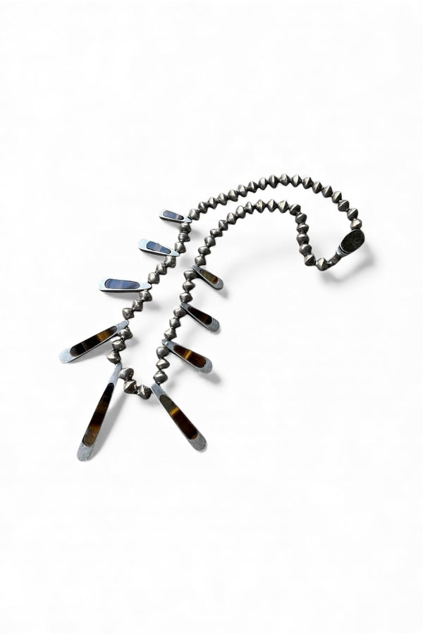 MADE IN MEXICO 925 SILVER NECKLACE W/TIGER EYE / SILVER [SIZE: ONE SIZE USED]