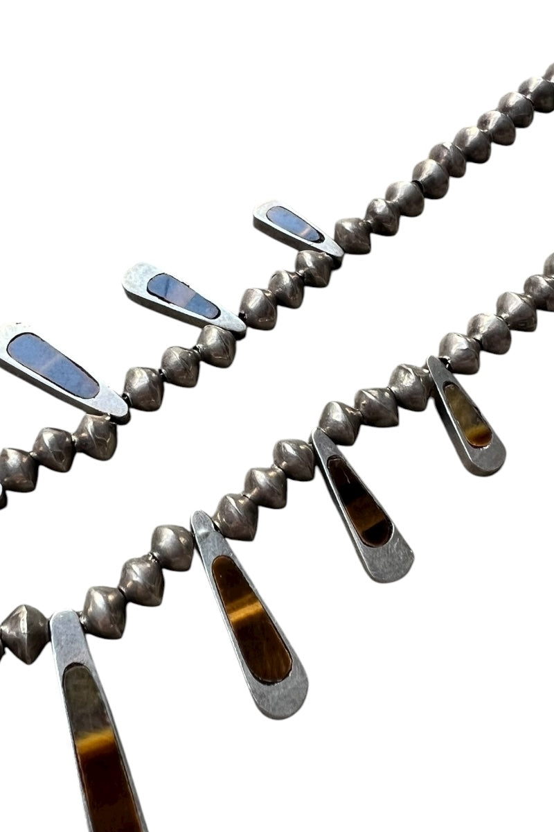 MADE IN MEXICO 925 SILVER NECKLACE W/TIGER EYE / SILVER [SIZE: ONE SIZE USED]