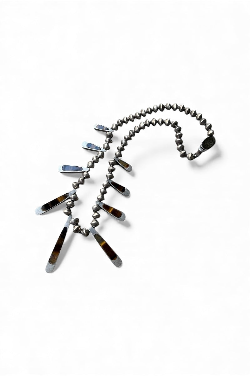 MADE IN MEXICO 925 SILVER NECKLACE W/TIGER EYE / SILVER [SIZE: ONE SIZE USED]