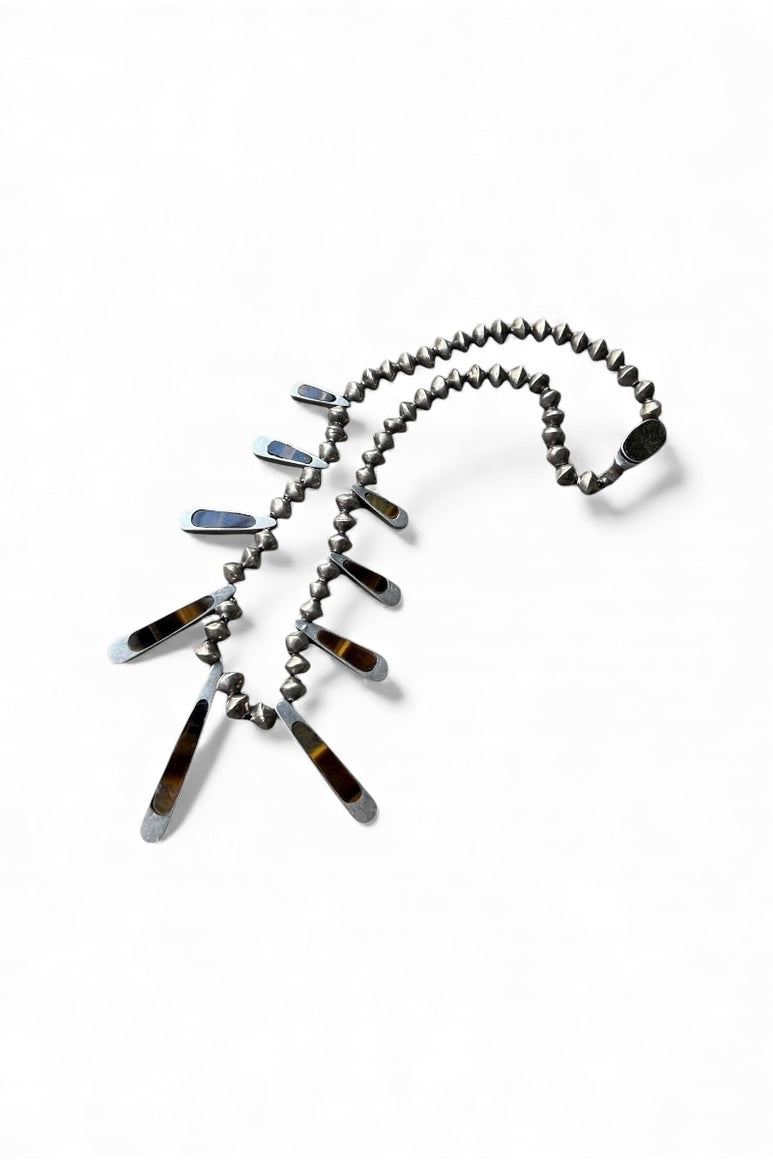 MADE IN MEXICO 925 SILVER NECKLACE W/TIGER EYE / SILVER [SIZE: ONE SIZE USED]