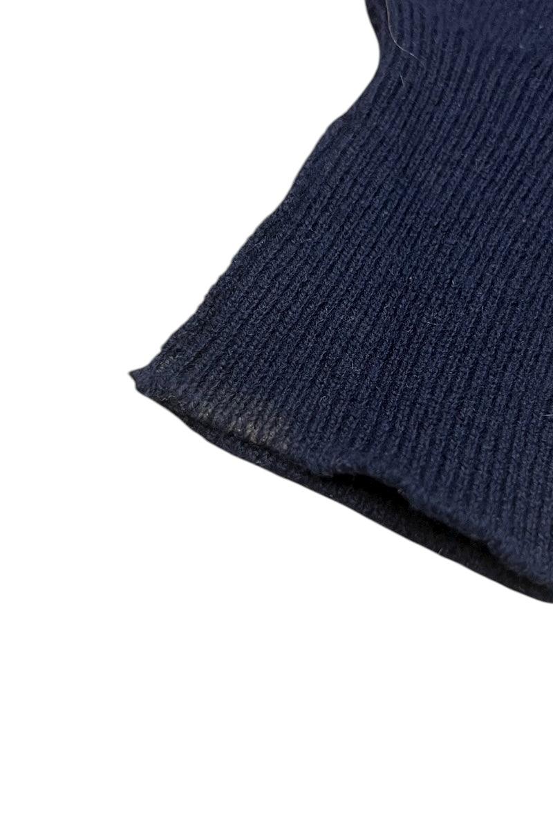 MADE IN SCOTLAND 90'S V-NECK WOOL KNIT SWEATER / NAVY [SIZE: M USED]