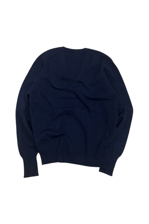 MADE IN SCOTLAND 90'S V-NECK WOOL KNIT SWEATER / NAVY [SIZE: M USED]