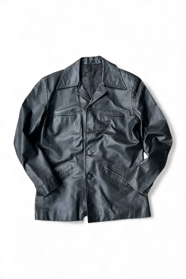 90'S-Y2K EARLY 00'S LEATHER JACKET / BLACK [SIZE: M USED]