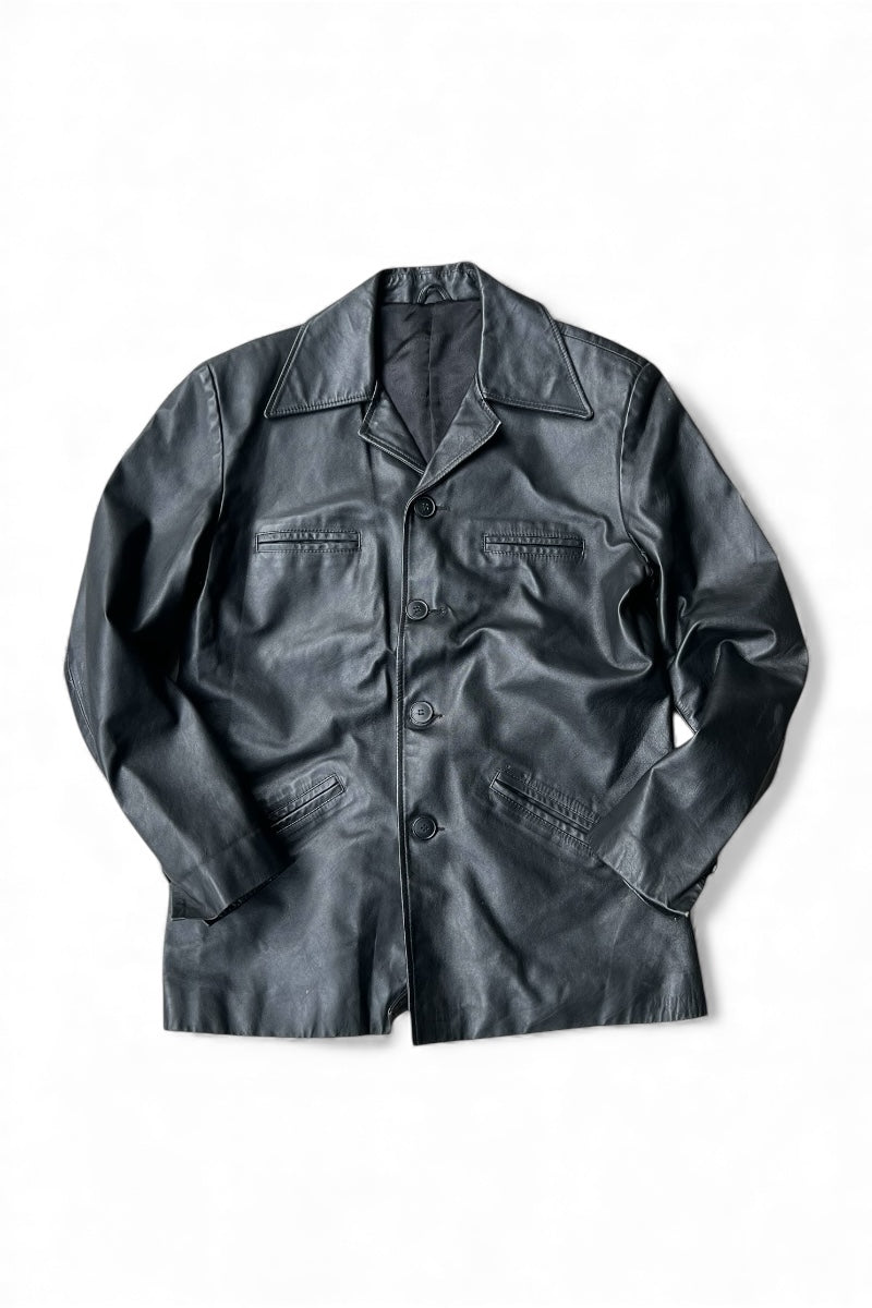 90'S-Y2K EARLY 00'S LEATHER JACKET  / BLACK [SIZE: M USED]