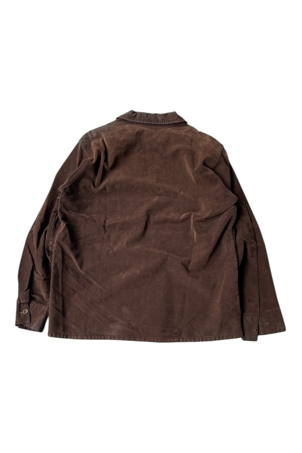 70'S L/S VELOUR SKIPPER SHIRT / BROWN [SIZE: M USED]