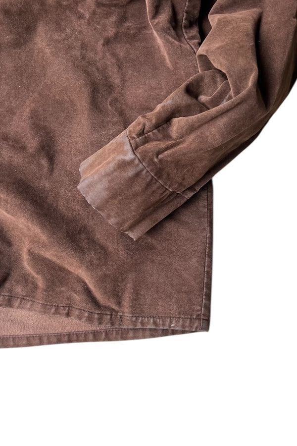 70'S L/S VELOUR SKIPPER SHIRT / BROWN [SIZE: M USED]
