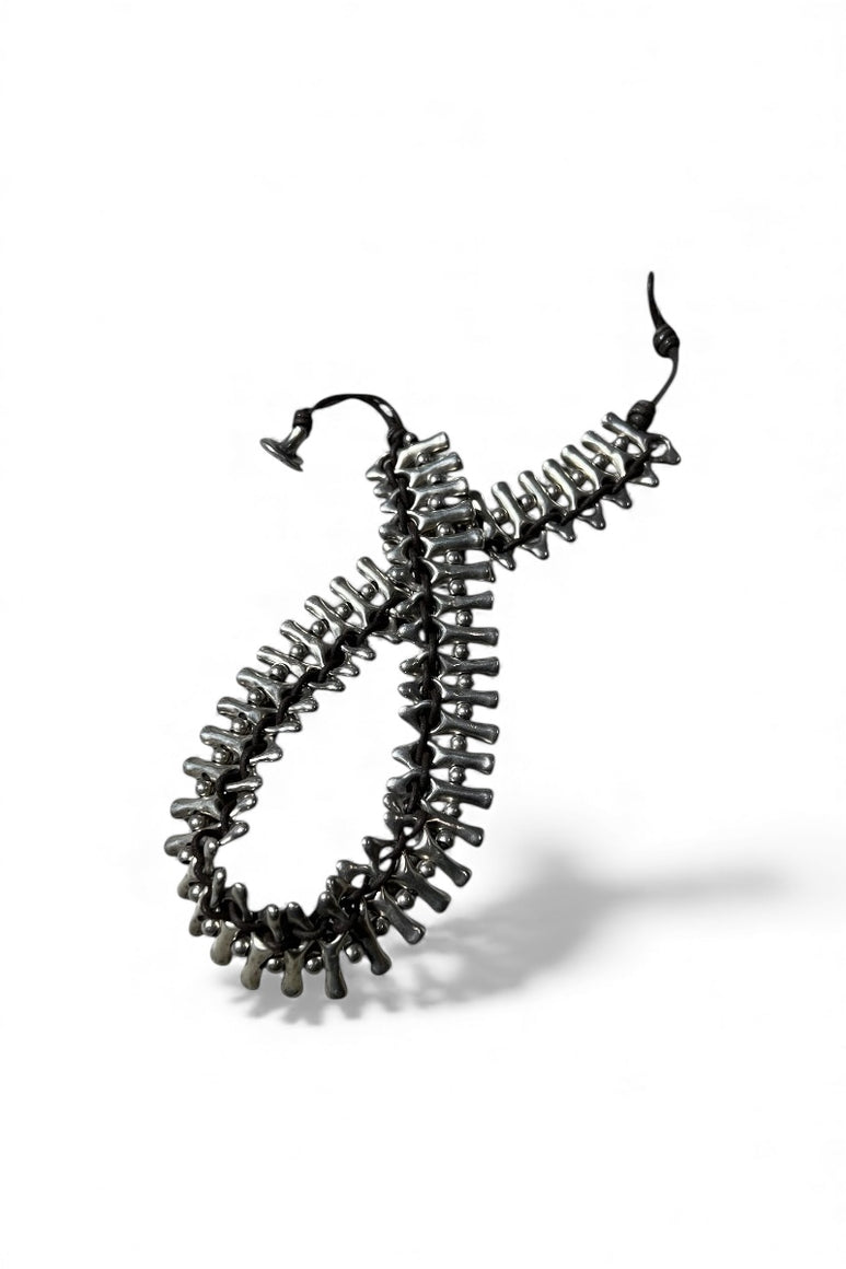 UNO DE 50 MADE IN SPAIN SILVER AND LEATHER NECKLACE / SILVER [SIZE: ONE SIZE USED]