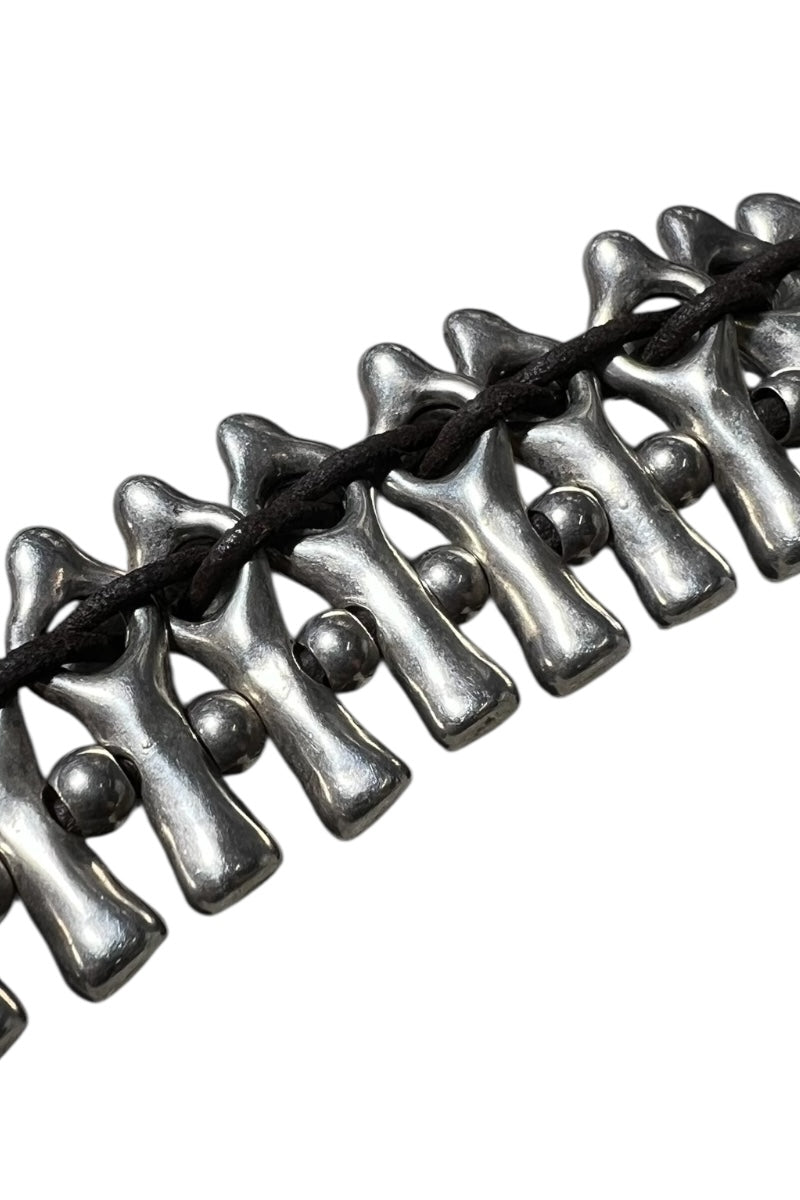 UNO DE 50 MADE IN SPAIN SILVER AND LEATHER NECKLACE / SILVER [SIZE: ONE SIZE USED]