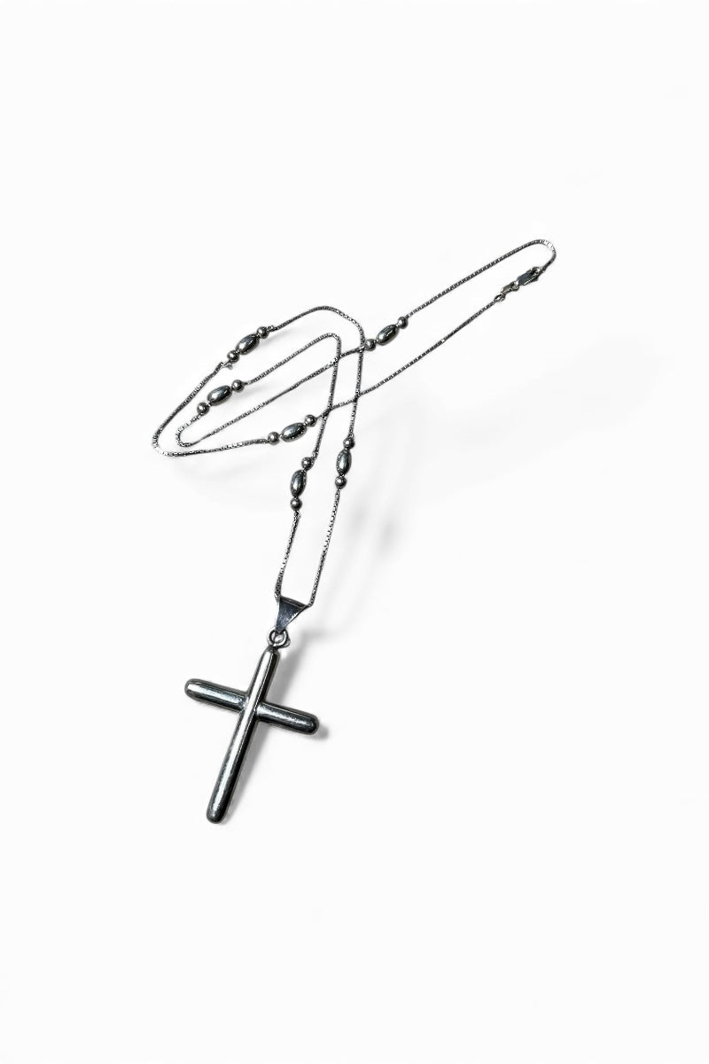 MADE IN ITALY&MEXICO 925 SILVER NECKLACE W/CROSS PENDANT TOP / SILVER [SIZE: ONE SIZE USED]