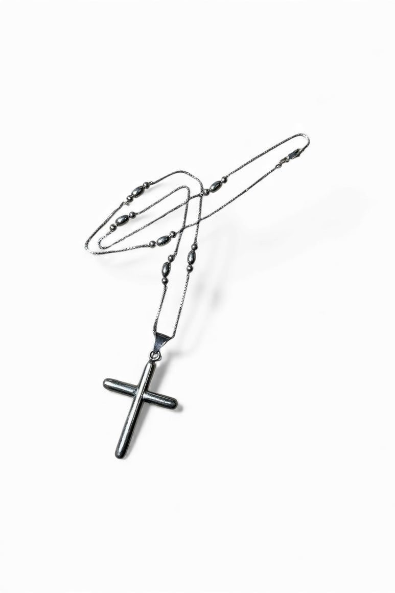 MADE IN ITALY&MEXICO 925 SILVER NECKLACE W/CROSS PENDANT TOP / SILVER [SIZE: ONE SIZE USED]