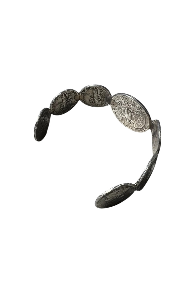 30-40'S SILVER AMERICAN COIN BANGLE / SILVER [SIZE: ONE SIZE USED]