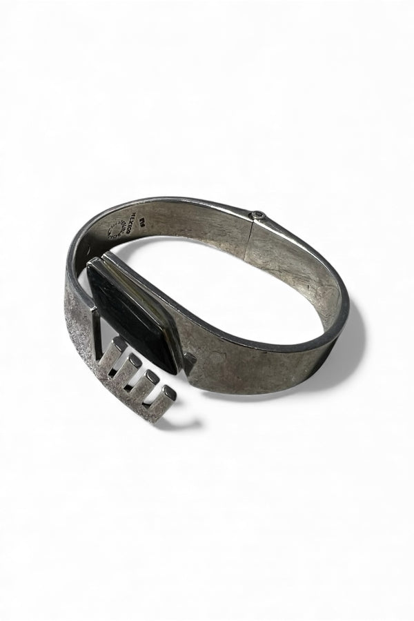MADE IN MEXICO 925 SILVER BANGLE W/STONE / SILVER [SIZE: ONE SIZE USED]