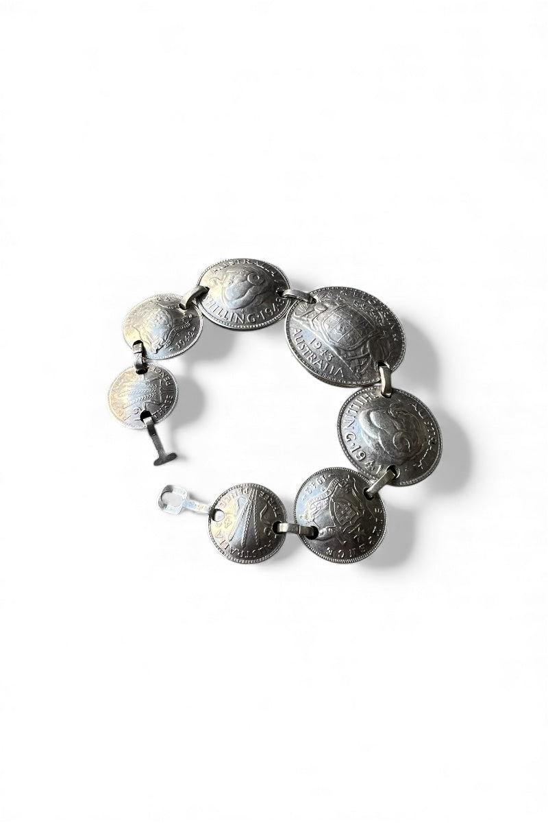 925 SILVER COIN BRACELET / SILVER [SIZE: ONE SIZE USED]