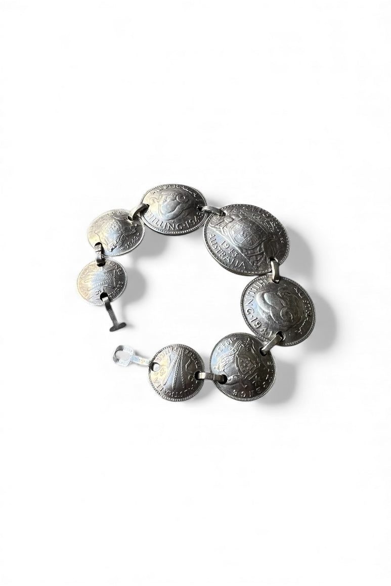 925 SILVER COIN BRACELET / SILVER [SIZE: ONE SIZE USED]