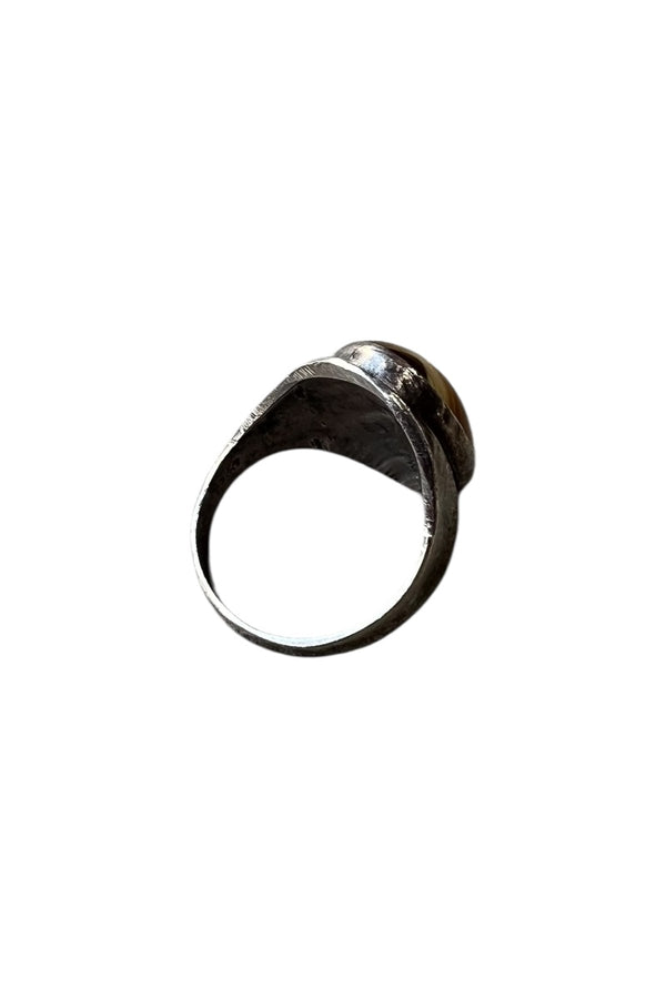 925 SILVER RING W/TIGER EYE / SILVER [SIZE: US 8.5 equivalent USED]