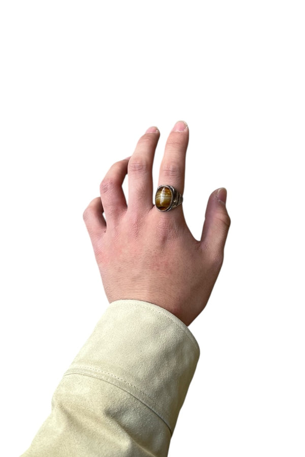 925 SILVER RING W/TIGER EYE / SILVER [SIZE: US 8.5 equivalent USED]
